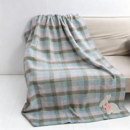 Rabbit Plaid Chenille Blanket