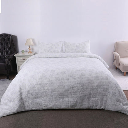 Elegant Light Grey Floral Comforter Set