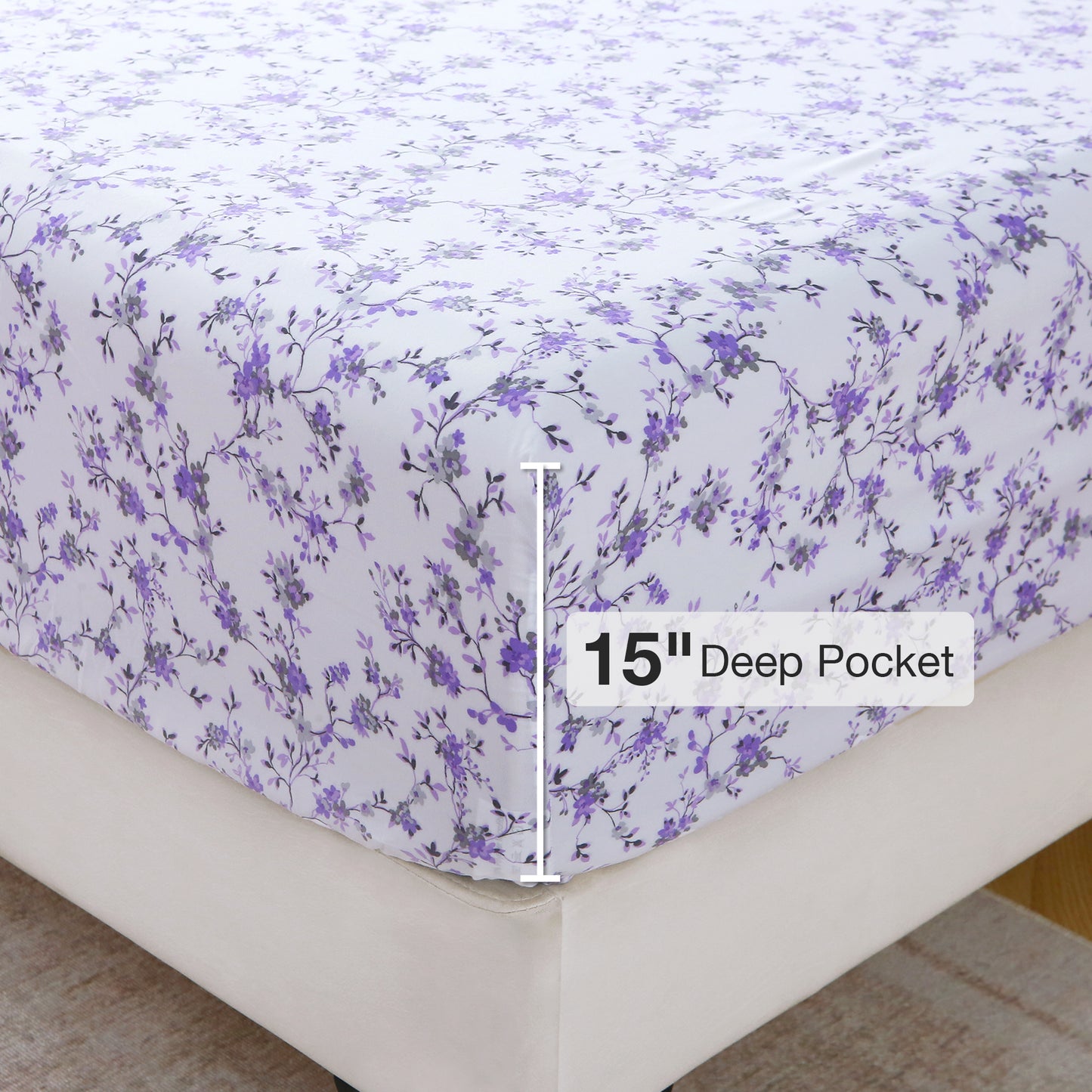 Purple Flora 4-PC Bedding Set