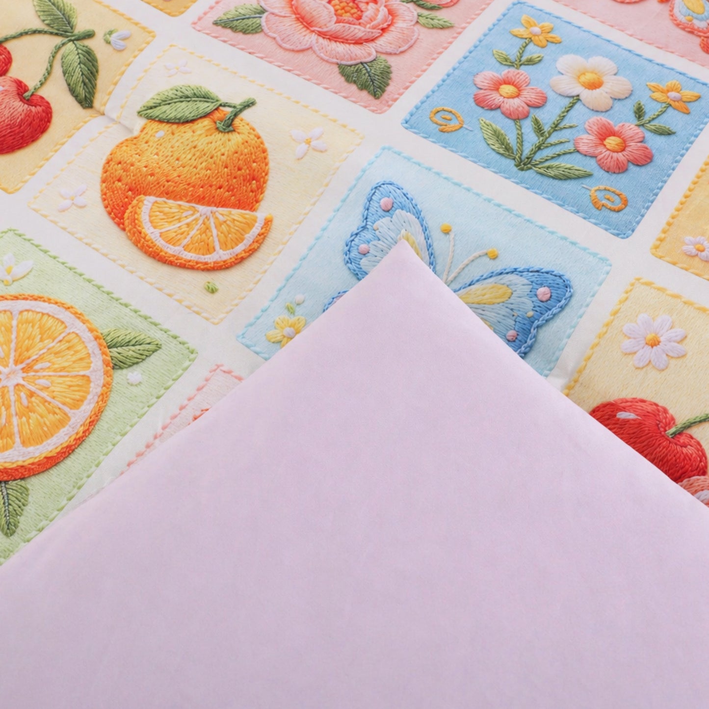 Colorful Fruit & Flower Print Comforter Set