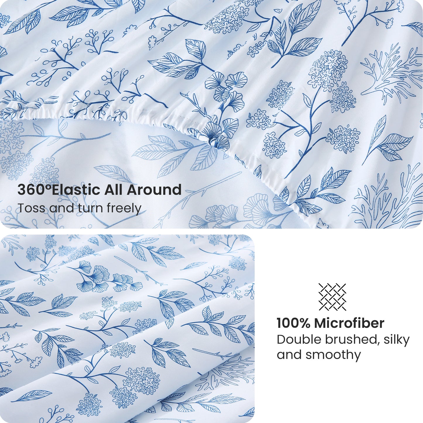 Deep Pocket 16" White 4 Piece Bed Sheets Set