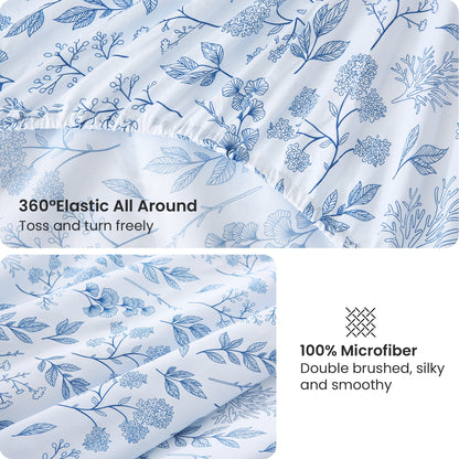 Deep Pocket 16" White 4 Piece Bed Sheets Set