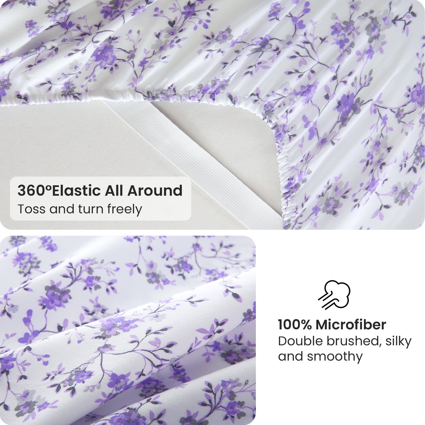 Purple Flora 4-PC Bedding Set