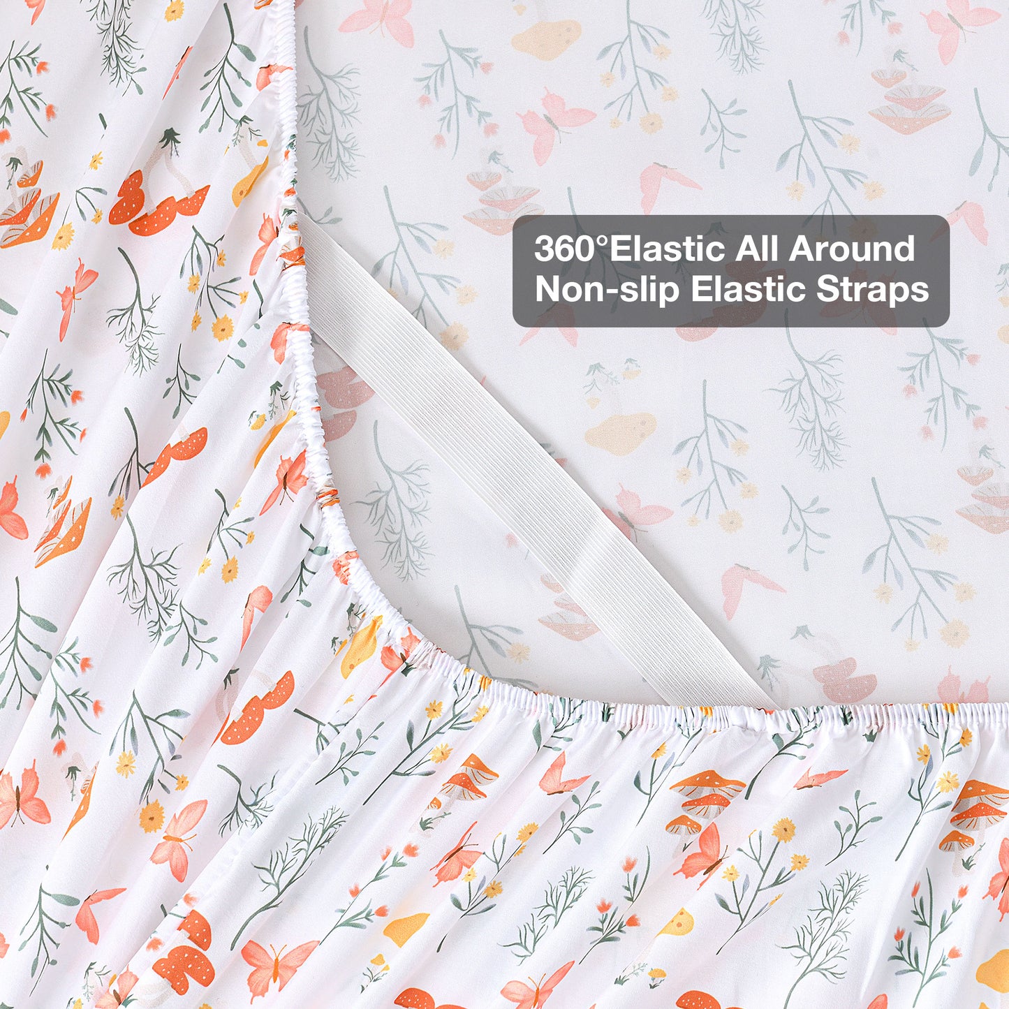 Spring Plant-Print Fitted Bed Sheet Set