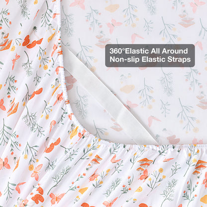 Spring Plant-Print Fitted Bed Sheet Set