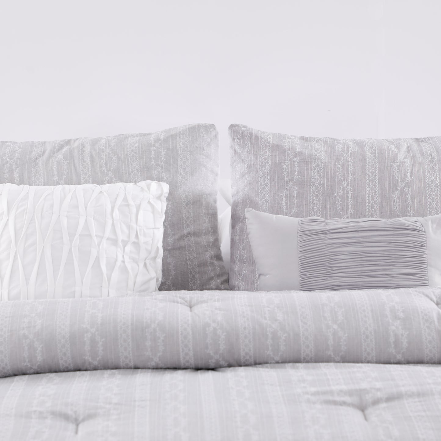 Light Gray Lace Print Comforter Sets
