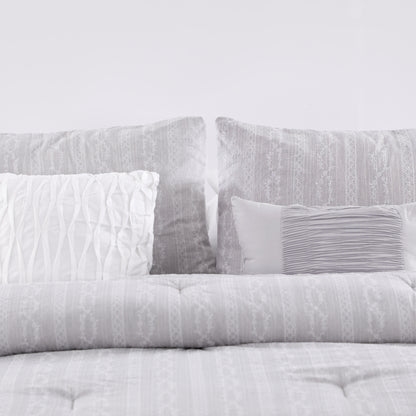 Light Gray Lace Print Comforter Sets