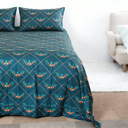 Wholesale Green Background Bow Print Bed Sheet Set