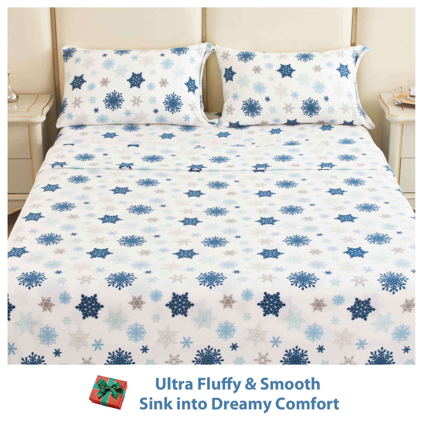 Wholesale 4pc Snowflake Double-faced Fleece Bedding Set