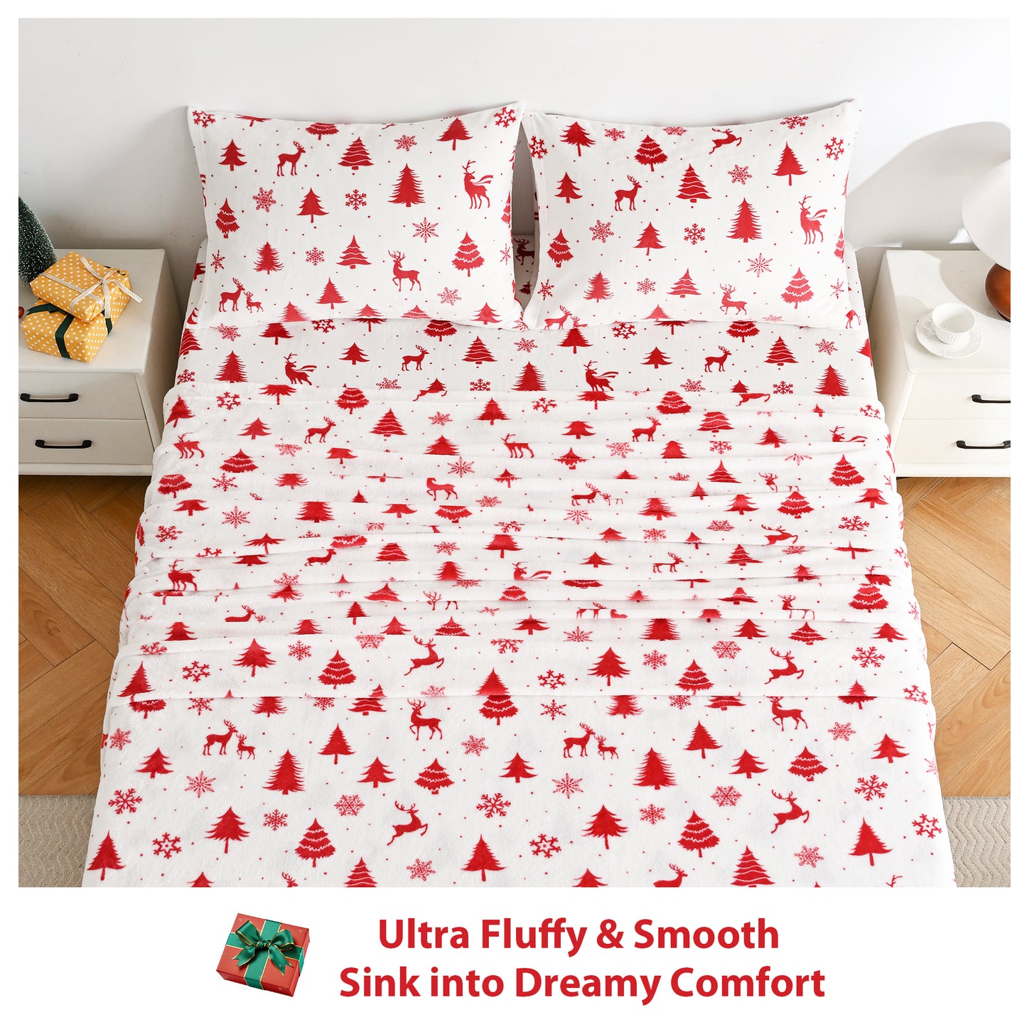 Wholesale  Christmas 4 PC Flannel Bed Sheet Set