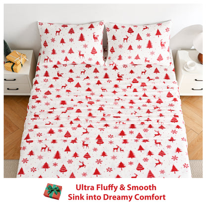Wholesale  Christmas 4 PC Flannel Bed Sheet Set