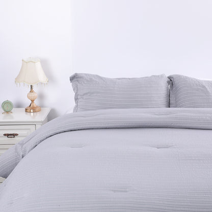 Soft Grey Bubble Gauze Comforter Set