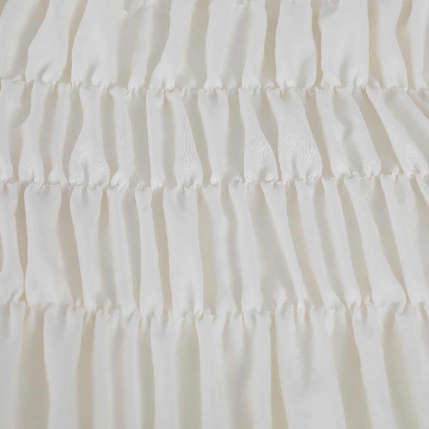 White Vertical Stripe Elastic Embroidered Comforter Set