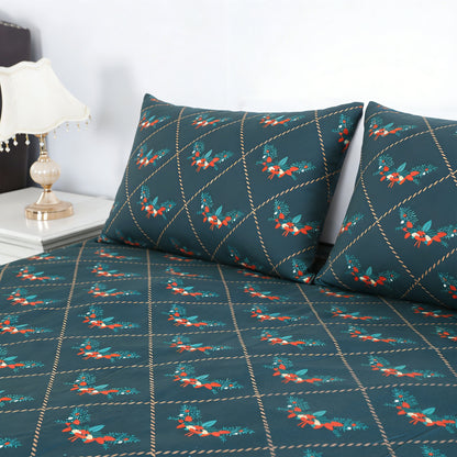 Wholesale Green Background Bow Print Bed Sheet Set