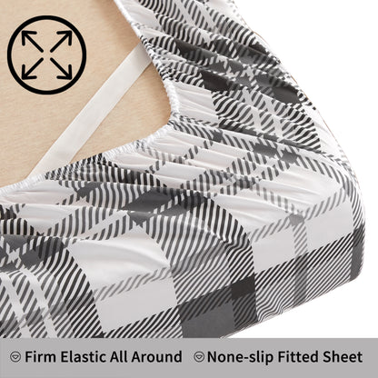 Wholesale Plaid Printed 4Pc Bed Sheets Set