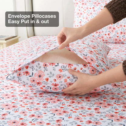 Dreamy Rose Print 4-PC Bedding Set