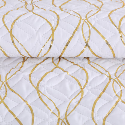 Wholesale White Gold Stamped Quilted Set