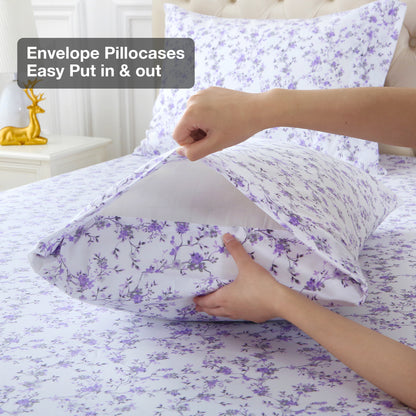 Purple Flora 4-PC Bedding Set