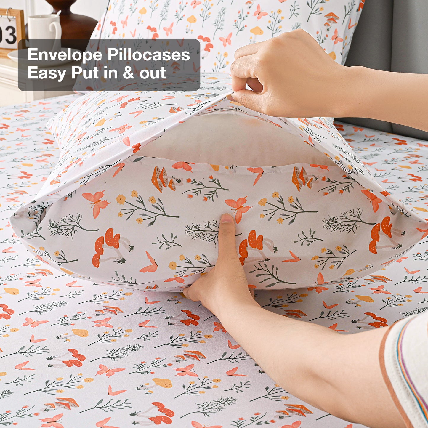 Spring Plant-Print Fitted Bed Sheet Set