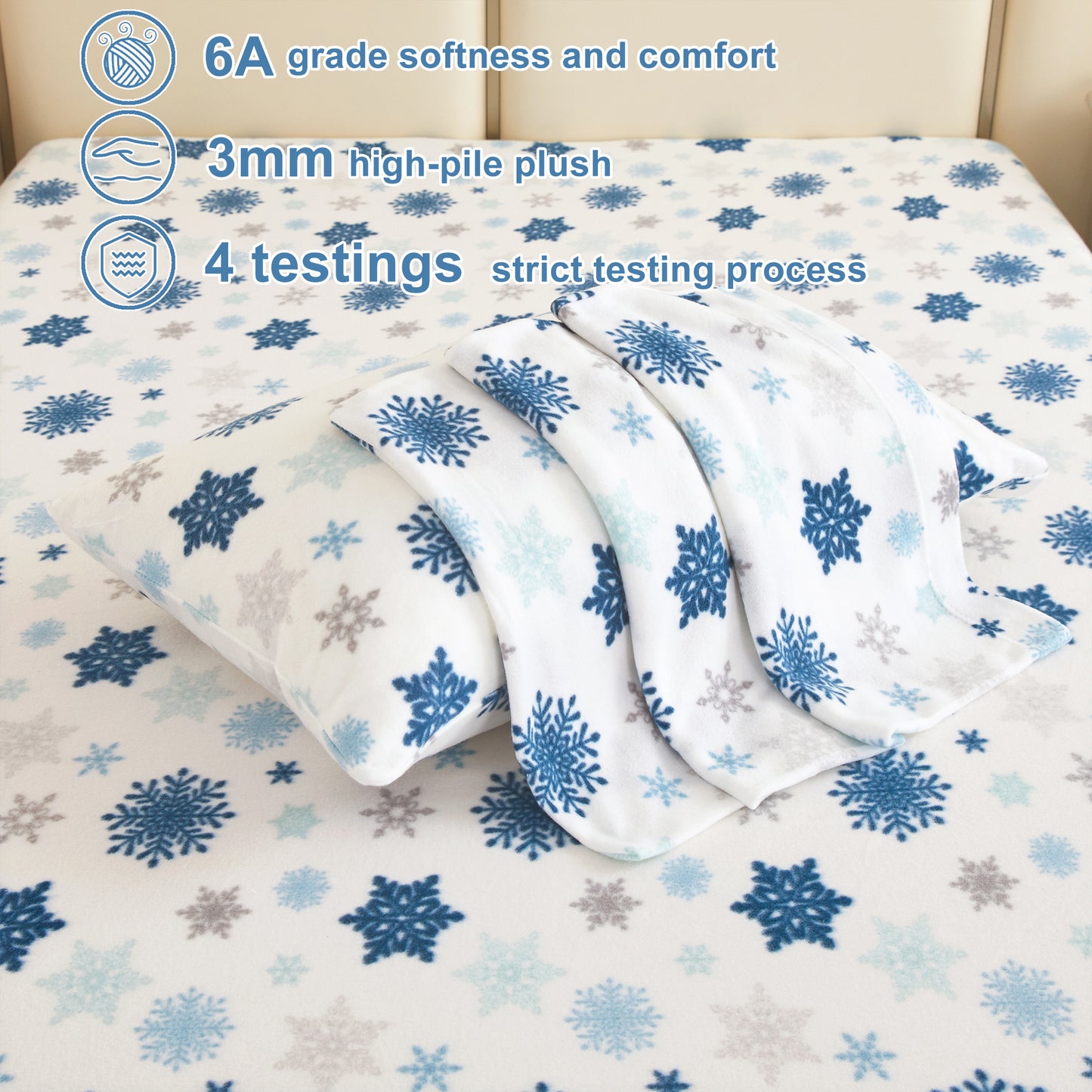 Wholesale 4pc Snowflake Double-faced Fleece Bedding Set