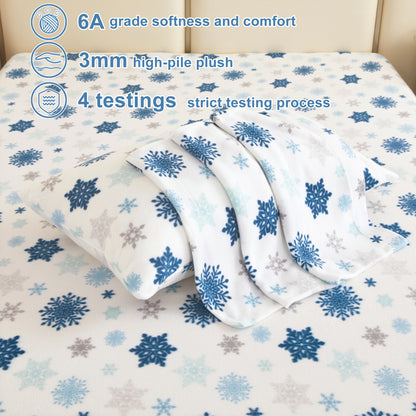 Wholesale 4pc Snowflake Double-faced Fleece Bedding Set