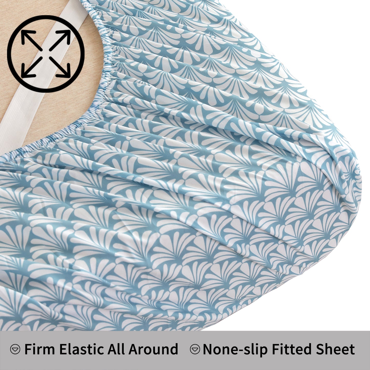 Wholesale Blue Floral 4Pc Bed Sheets Set