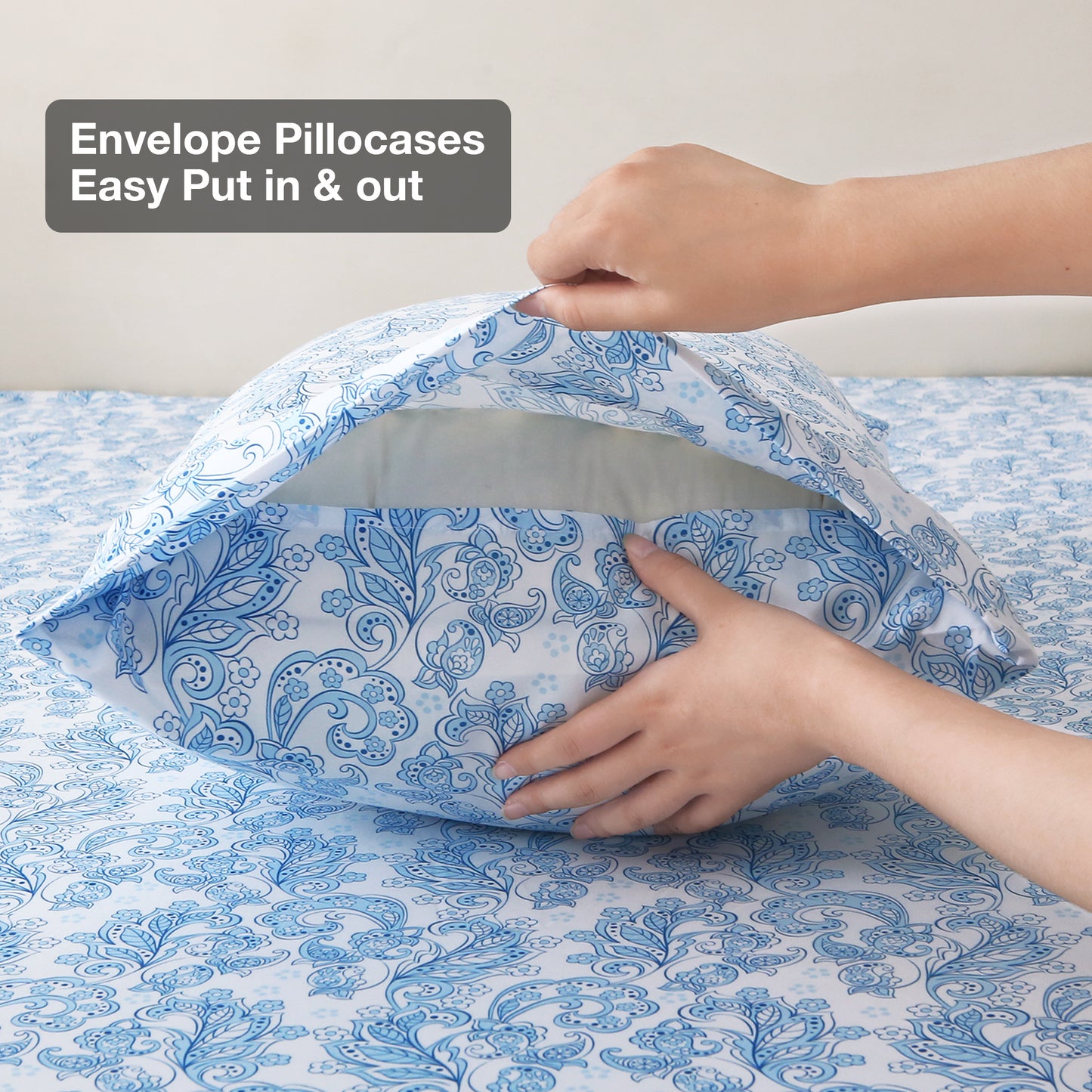 Blue Floral Brushed Bedding Set