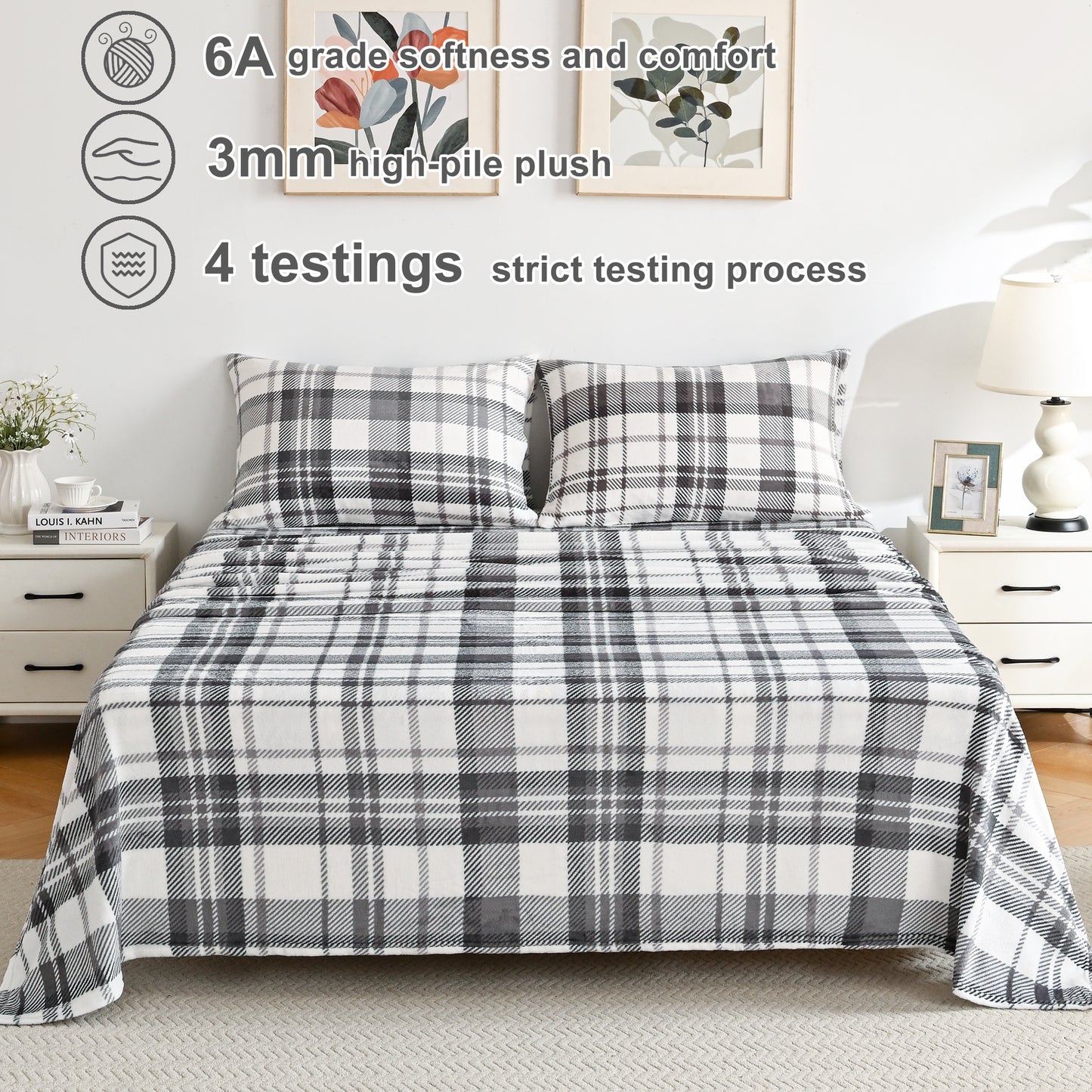 Wholesale  Flannel Plaid Striped 4 PC Bed Sheet