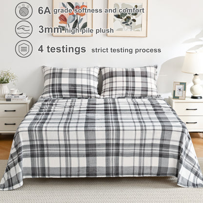 Wholesale  Flannel Plaid Striped 4 PC Bed Sheet