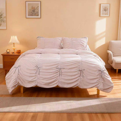 Wholesale Light Pink Bow Comforter Sets
