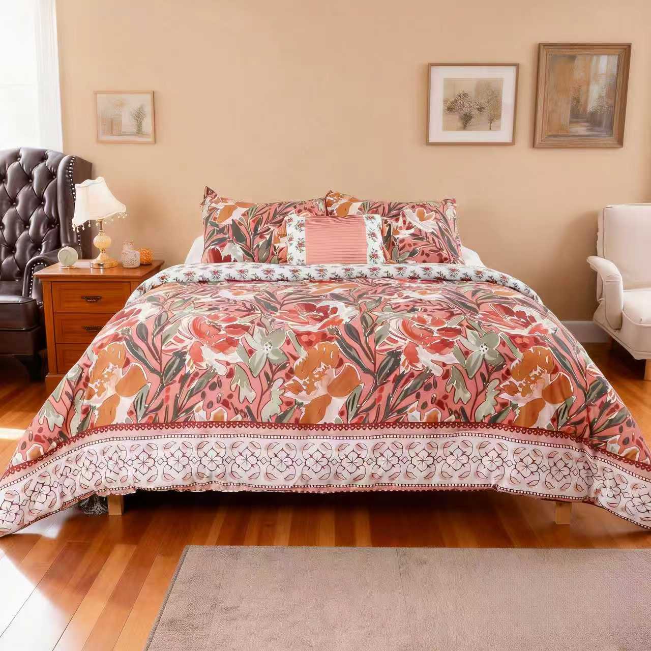 Wholesale Red Flowers Elegant Comforter Sets