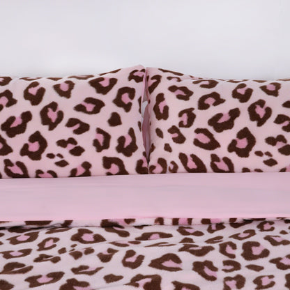 Pink Love Heart Plush Rabbit Fur Comforter Set