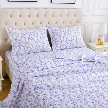 Purple Flora 4-PC Bedding Set
