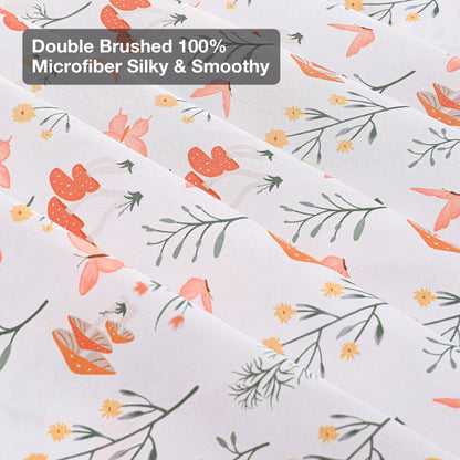 Spring Plant-Print Fitted Bed Sheet Set