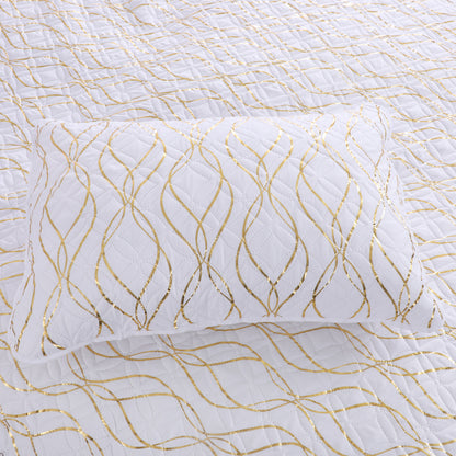 Wholesale White Gold Stamped Quilted Set
