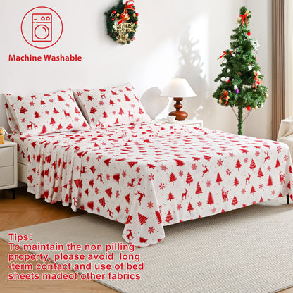 Wholesale  Christmas 4 PC Flannel Bed Sheet Set