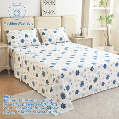 Wholesale 4pc Snowflake Double-faced Fleece Bedding Set