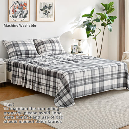 Wholesale  Flannel Plaid Striped 4 PC Bed Sheet