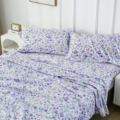 Purple Flower 4-PC Bedding Set