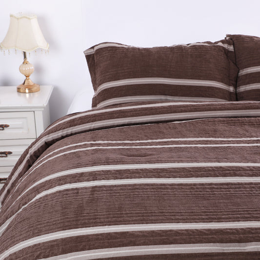 Minimalist Brown Striped Comforter Set