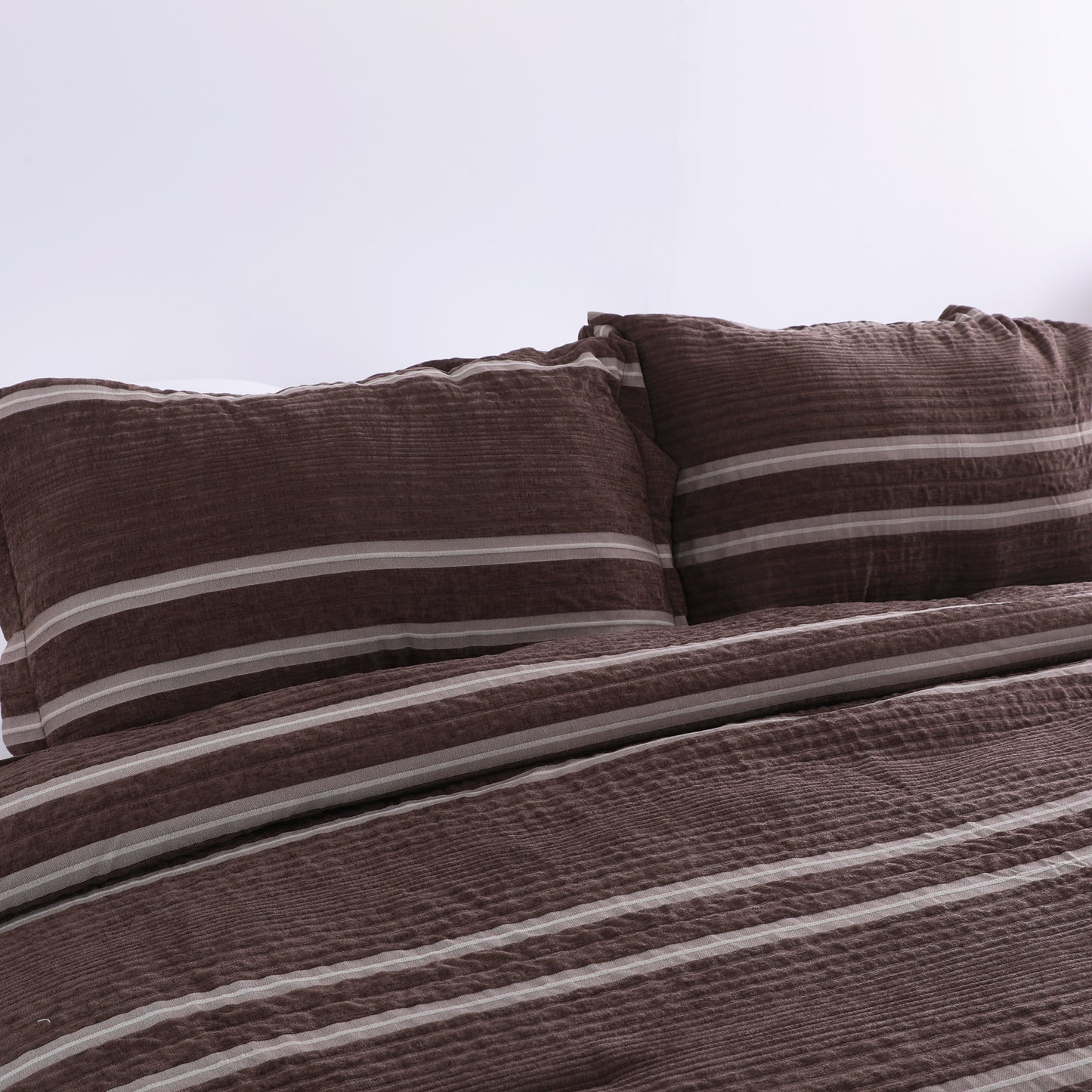 Minimalist Brown Striped Comforter Set