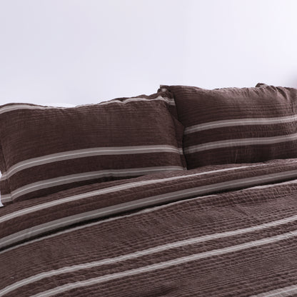Minimalist Brown Striped Comforter Set