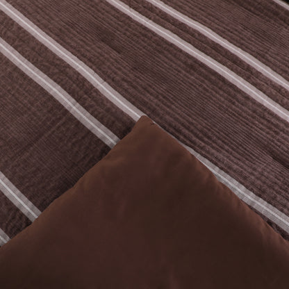 Minimalist Brown Striped Comforter Set
