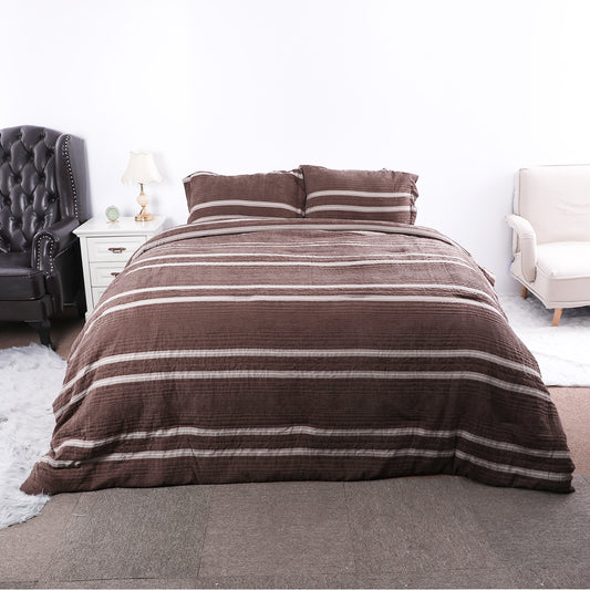Minimalist Brown Striped Comforter Set