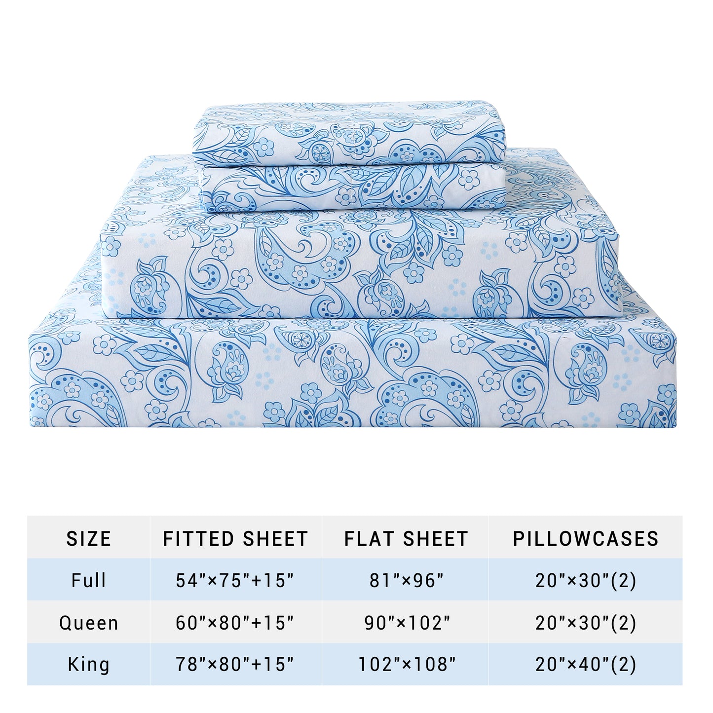 Blue Floral Brushed Bedding Set