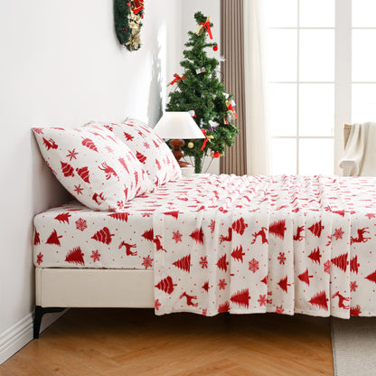 Wholesale  Christmas 4 PC Flannel Bed Sheet Set