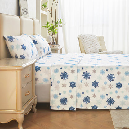 Wholesale 4pc Snowflake Double-faced Fleece Bedding Set