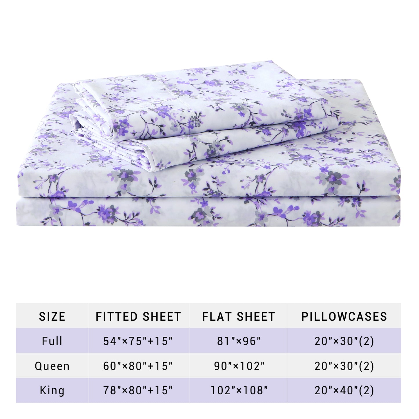 Purple Flora 4-PC Bedding Set