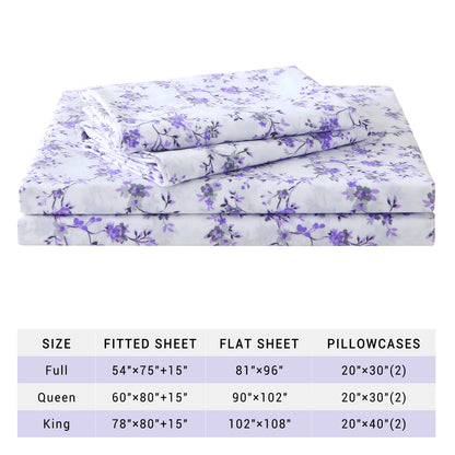 Purple Flora 4-PC Bedding Set