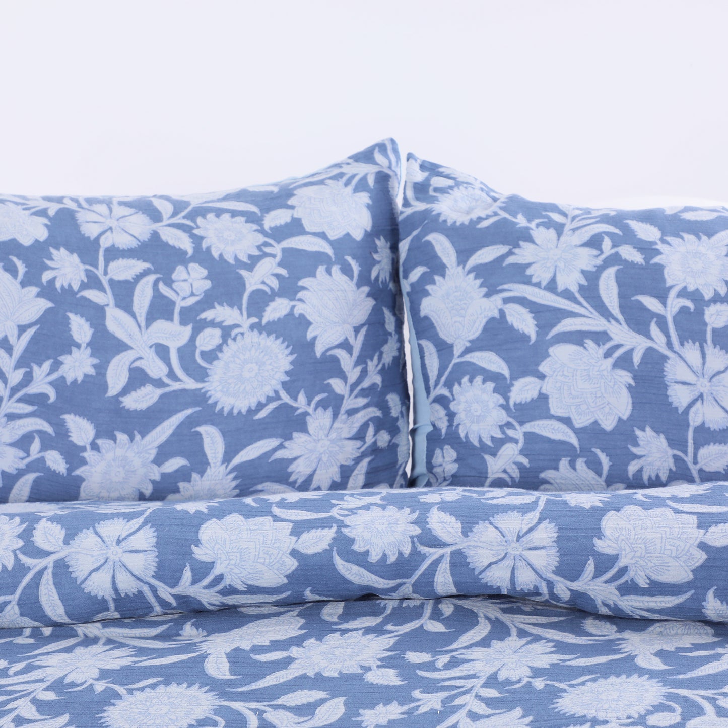Vintage Blue Floral Printed Comforter Set